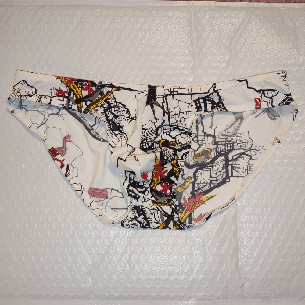 Unbranded Multicolor Abstract Animal Printed Nylon Bikini Briefs Size Large